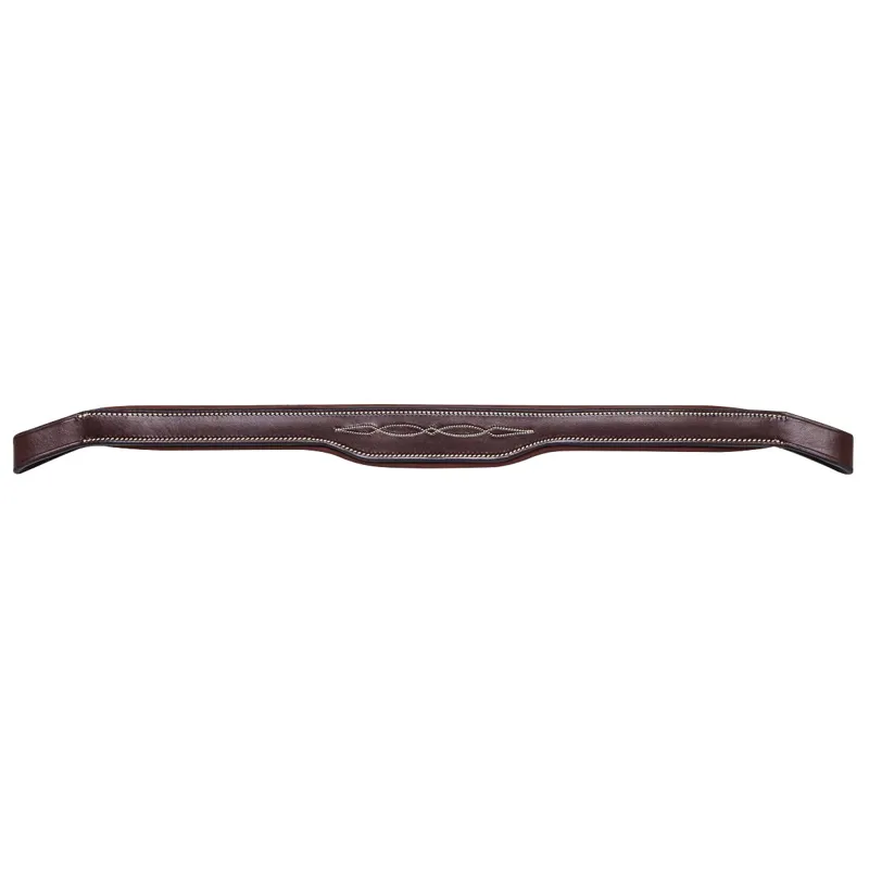 Equiline BB0418 Shaped Browband with Stitching - Brown