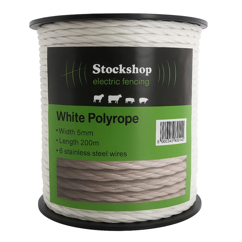 Stockshop Polyrope Electric Fencing Rope 200m - White