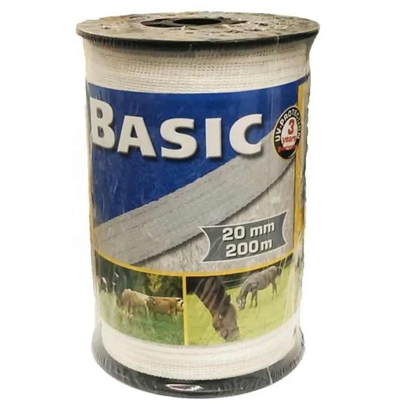Stockshop Basic Polytape Electric Fencing Tape 20mm x 200m - White-1
