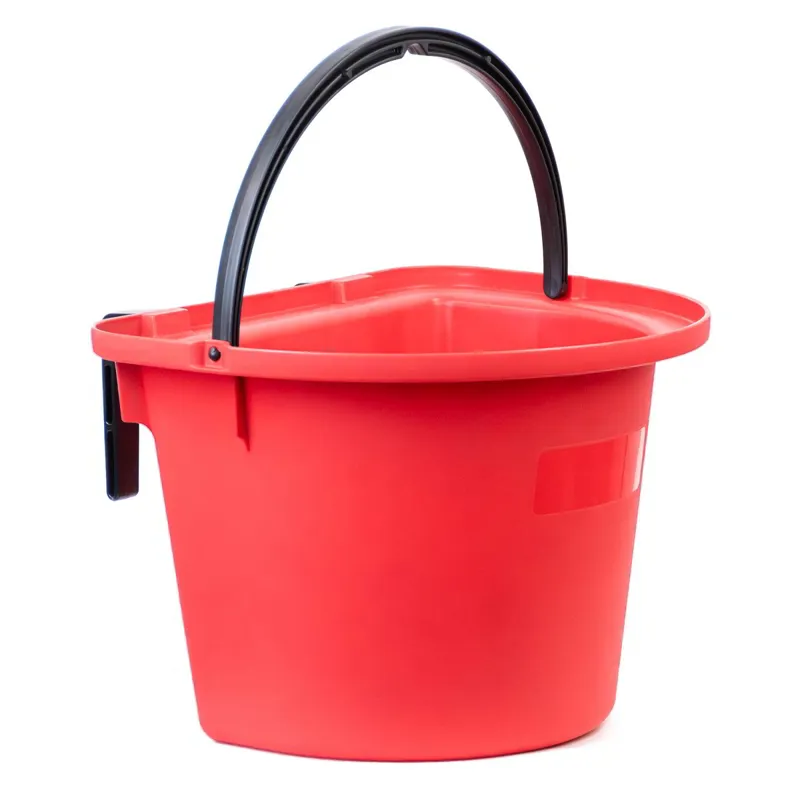 Stockshop Plastic Portable Hook Over Feed Feeder with Handle - Red