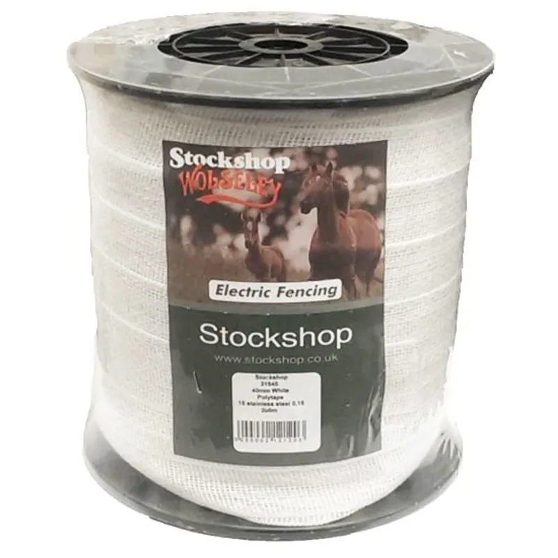 Stockshop Polytape Electric Fencing Tape 40mm x 200m - White-1
