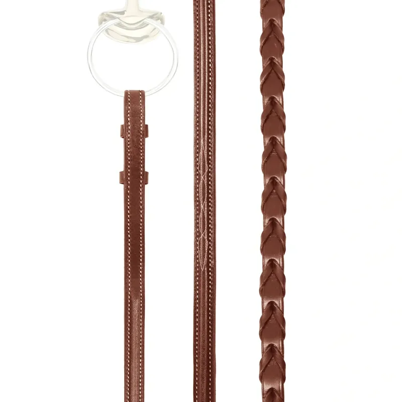 Stubben Braided Leather Reins-Ebony/Silver