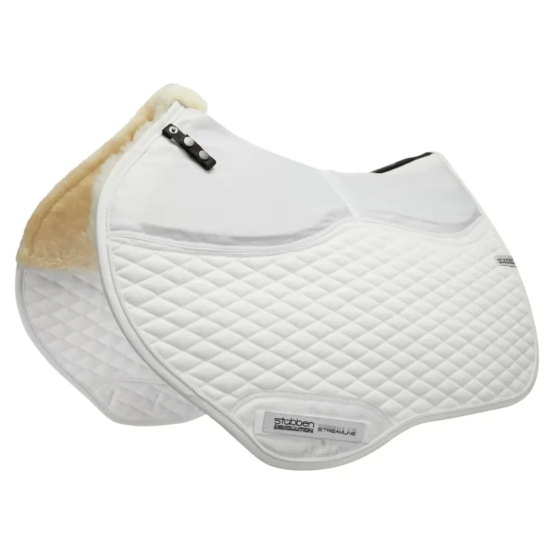 Stubben Streamline Adjuster Lambswool Show Jump Saddle Pad - White