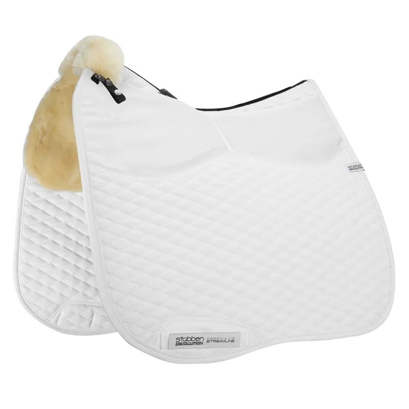 Stubben Streamline Adjuster Lambswool Dressage Saddle Pad - White