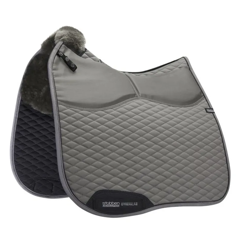 Stubben Streamline Adjuster Lambswool Dressage Saddle Pad - Grey