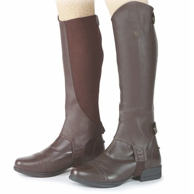 Moretta Synthetic Junior Half Chaps - Brown-1