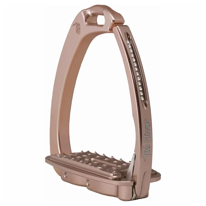 Tech Venice Swarovski Dressage Sloped Stirrups - Rose Gold/Crystal
