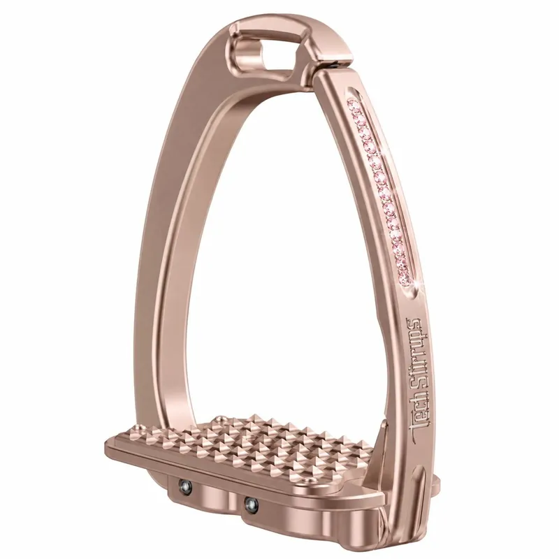 Tech Stirrups Venice Swarovski Dressage Sloped Stirrups - Rose Gold/Light Rose
