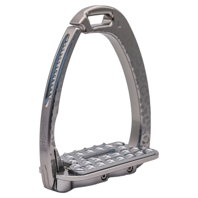 Tech Venice Swarovski Sloped Evo Safety Stirrups - Leopard Titanium