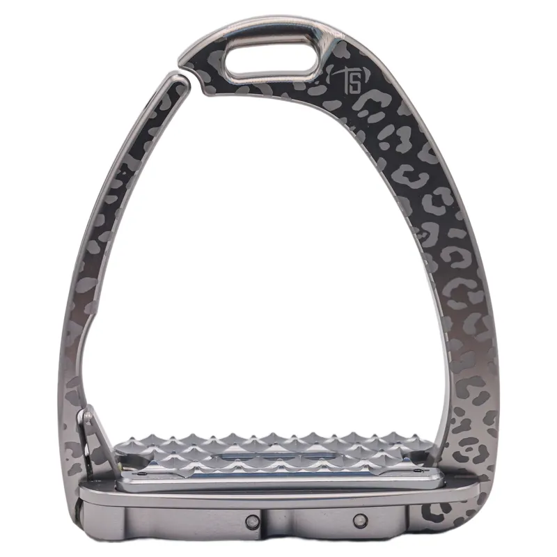 Tech Venice Swarovski Sloped Evo Safety Stirrups - Leopard Titanium-3