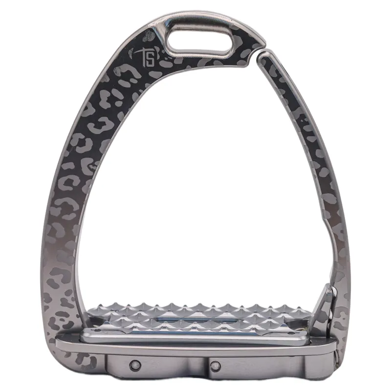 Tech Venice Swarovski Sloped Evo Safety Stirrups - Leopard Titanium-1