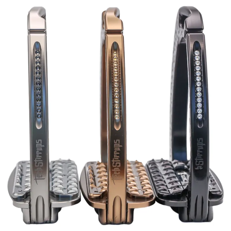 Tech Venice Swarovski Sloped Evo Safety Stirrups - Leopard Black-3