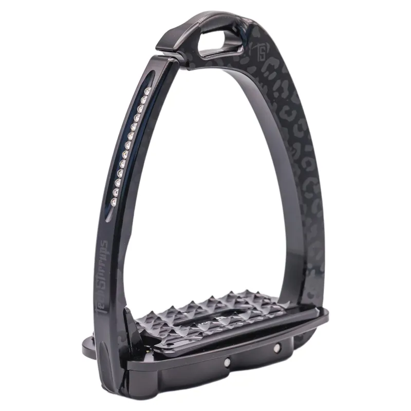 Tech Venice Swarovski Sloped Evo Safety Stirrups - Leopard Black