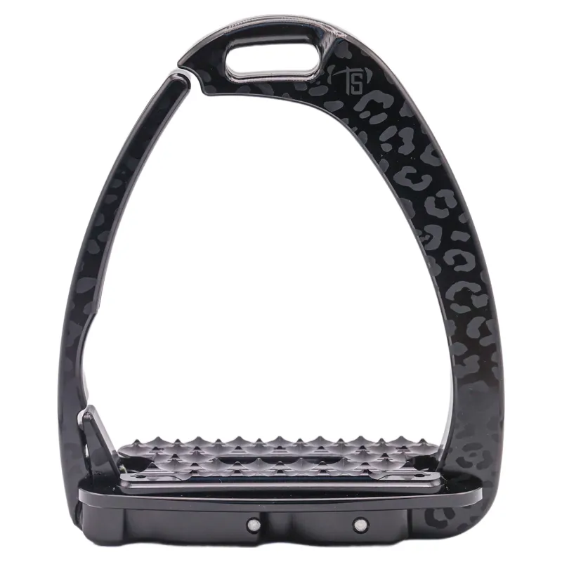 Tech Venice Swarovski Sloped Evo Safety Stirrups - Leopard Black-1