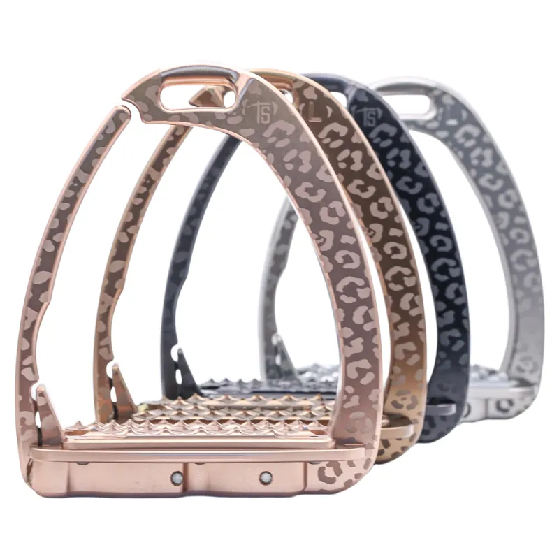 Tech Venice Sloped Evo Safety Stirrups - Leopard Titanium-2