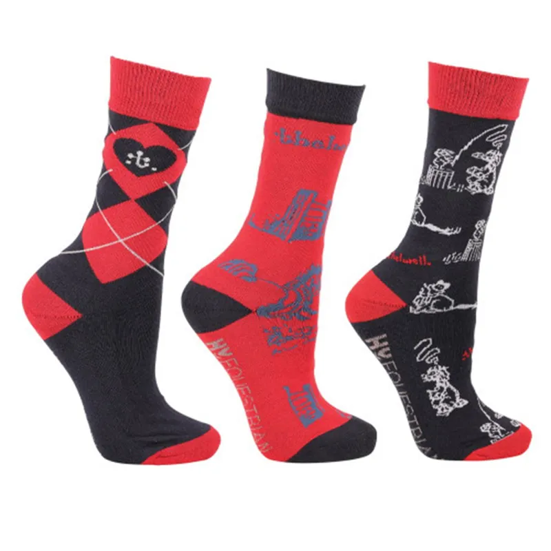 Hy Thelwell Practice Makes Perfect Junior Socks - Red/Navy