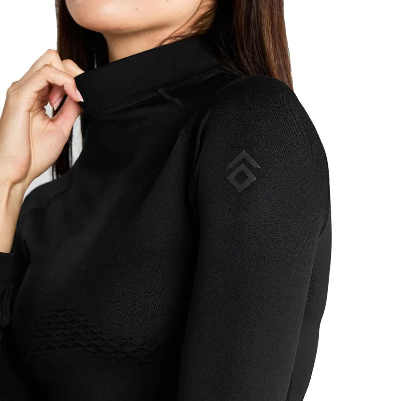 Aztec Diamond Thermal 3D Knit Women's Long Sleeve Top - Black-7