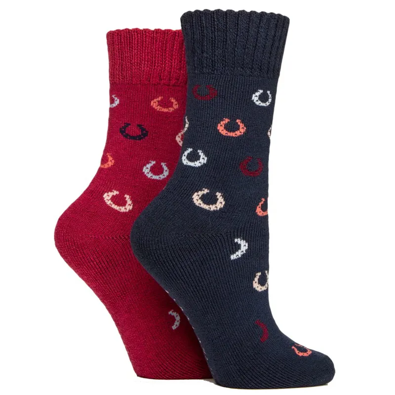 Sockshop Wild Feet Womens Thermal Crew Socks 2 Pack - Horseshoe