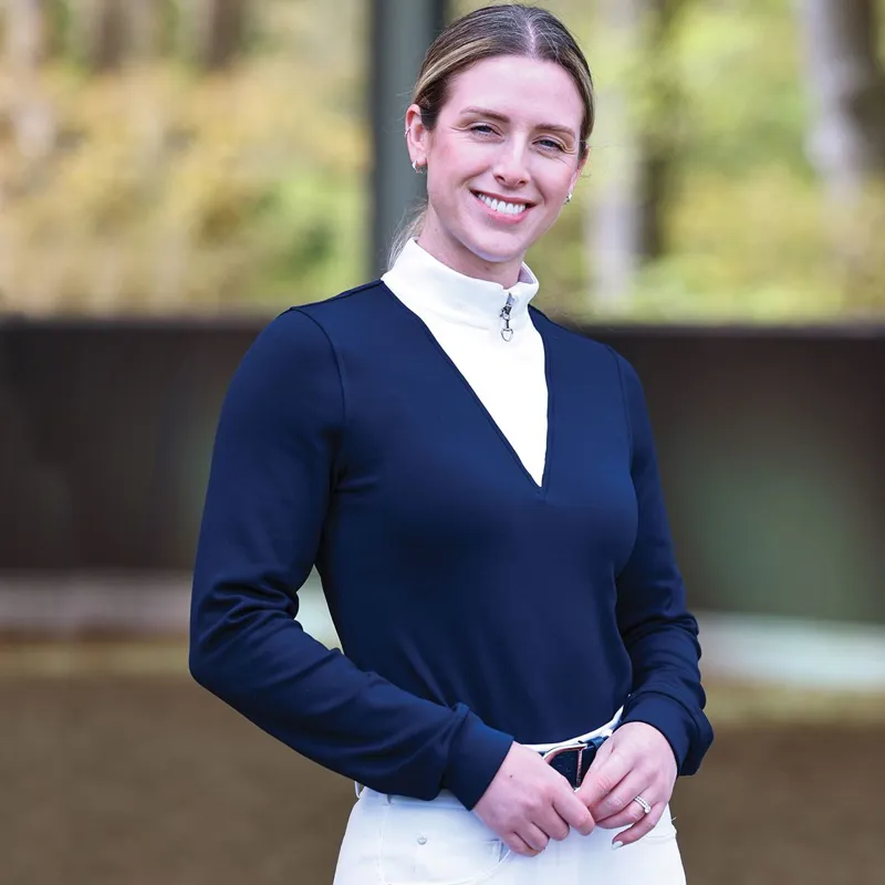 Equetech Thermal Women's Stock Competition Shirt - Navy/White-1