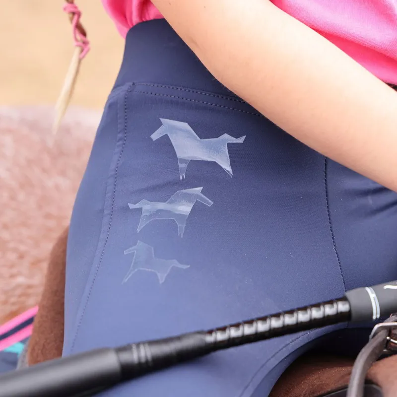 Tikaboo Full Grip Junior Girls Riding Tights - Navy-2