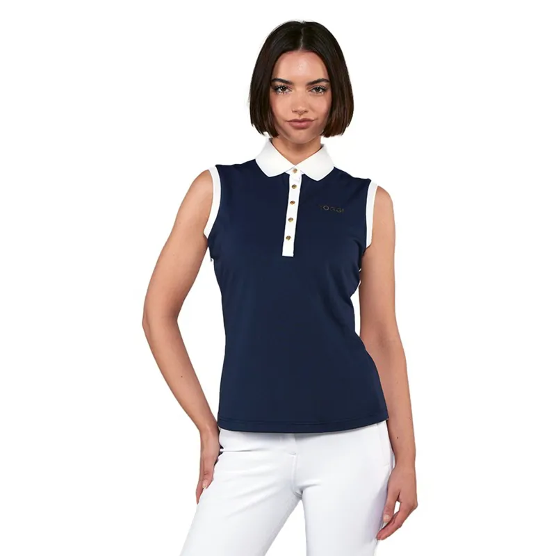 Toggi Haymarket Womens Sleeveless Polo Shirt - Navy/White