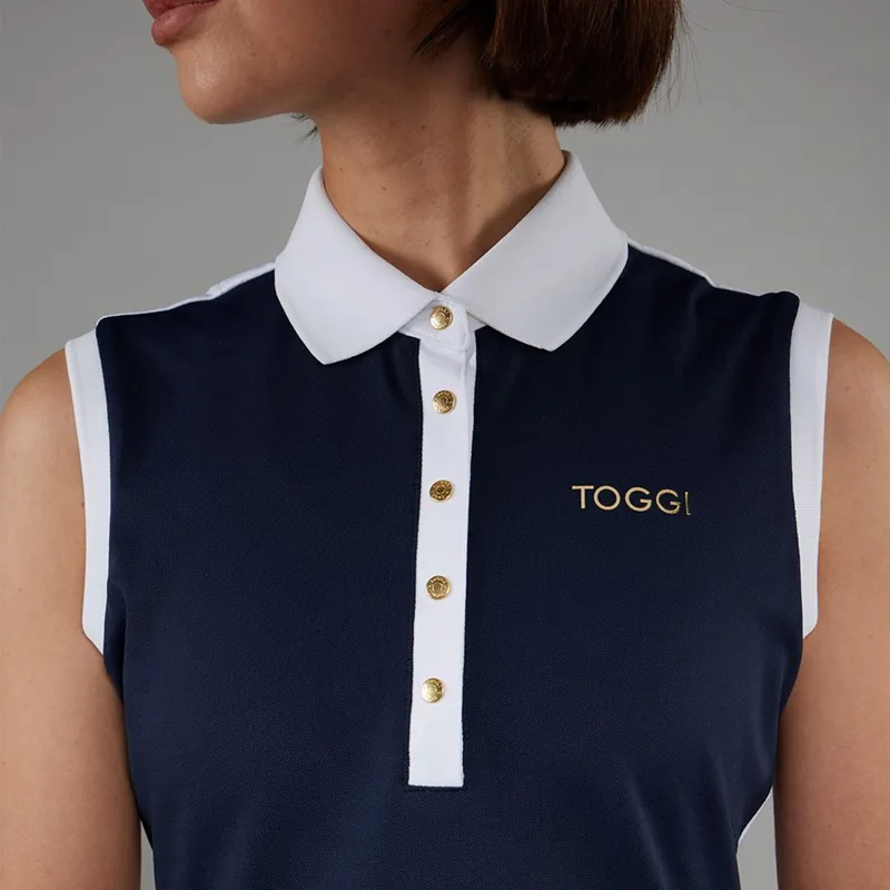 Toggi Haymarket Womens Sleeveless Polo Shirt - Navy/White-6