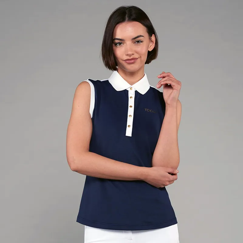 Toggi Haymarket Womens Sleeveless Polo Shirt - Navy/White-7