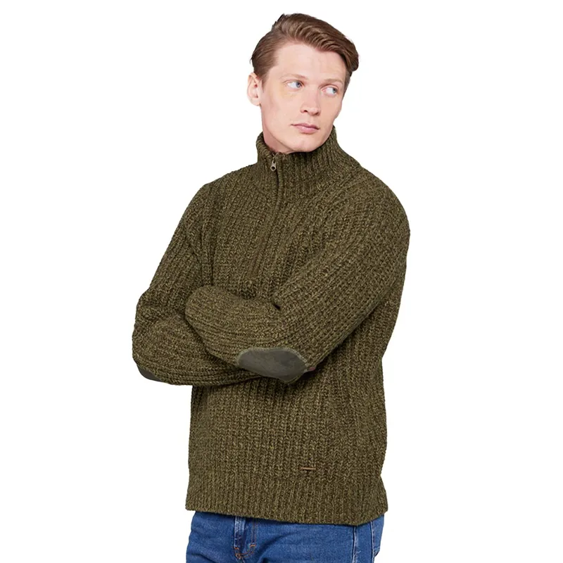 Toggi Wessex Men's Chunky Knitted Zip Neck Sweater - Olive Green-2