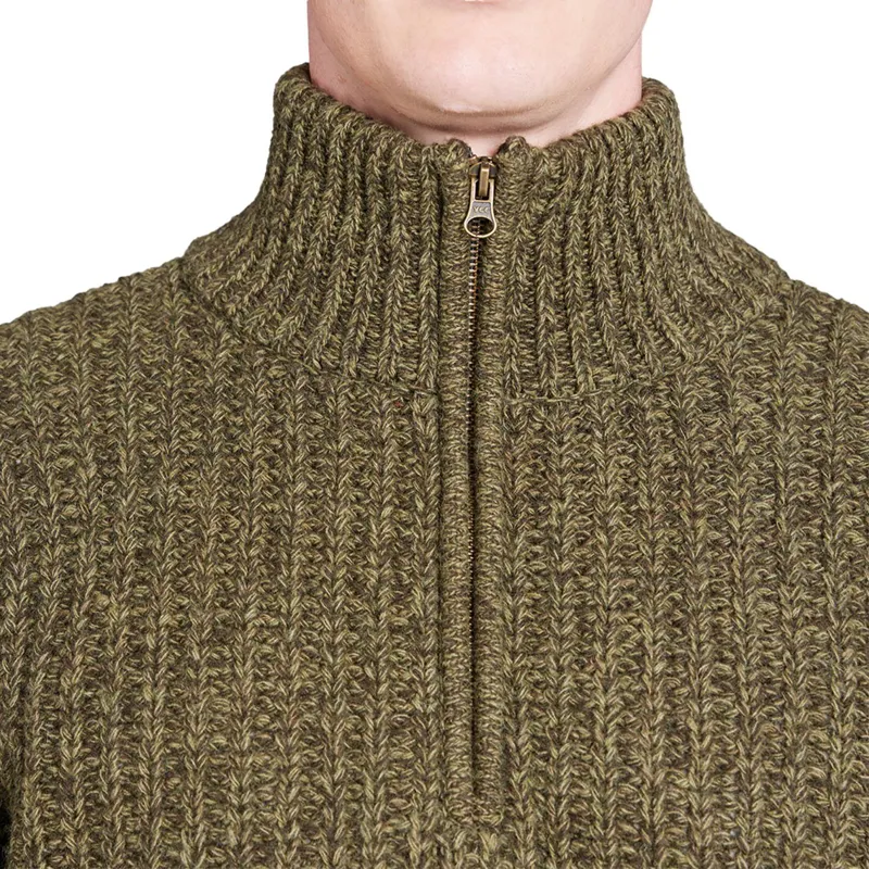 Toggi Wessex Men's Chunky Knitted Zip Neck Sweater - Olive Green-3