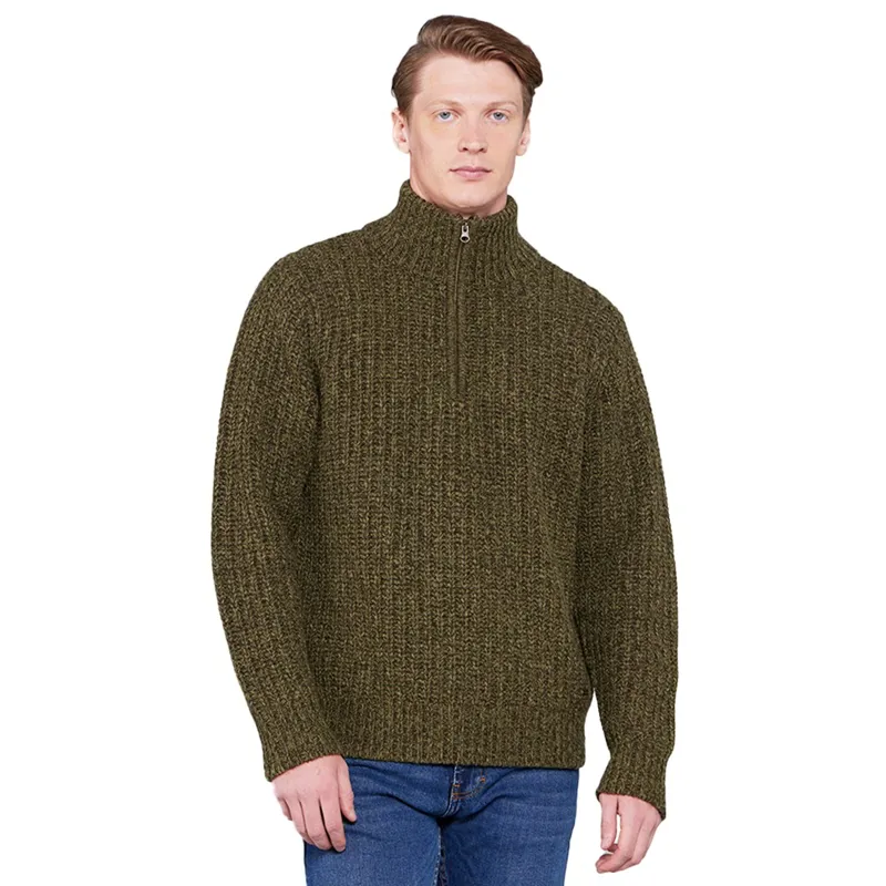 Toggi Wessex Men's Chunky Knitted Zip Neck Sweater - Olive Green