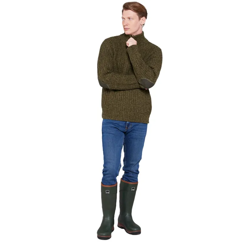 Toggi Wessex Men's Chunky Knitted Zip Neck Sweater - Olive Green-6