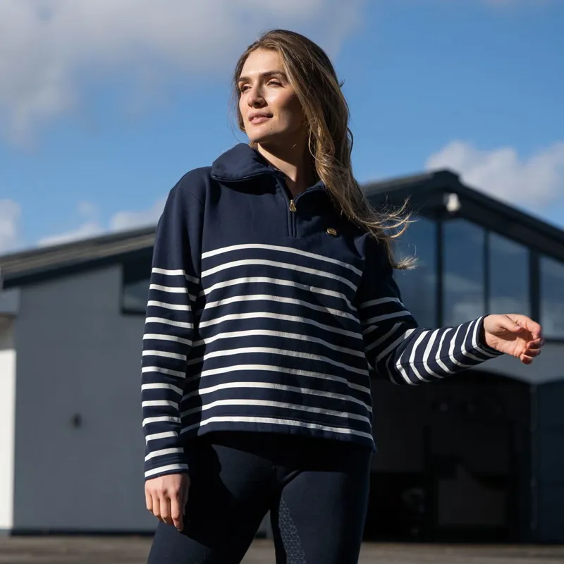 Toggi Barker Womens Quarter Zip Sweatshirt - Navy/White-9