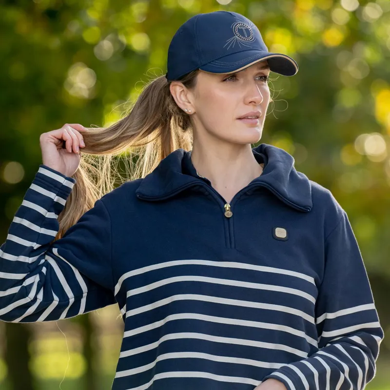 Toggi Barker Womens Quarter Zip Sweatshirt - Navy/White-2