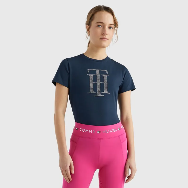 Tommy Hilfiger TH Rhinestone Womens T-Shirt - Desert Sky