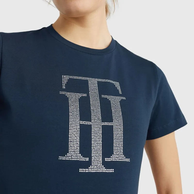 Tommy Hilfiger TH Rhinestone Womens T-Shirt - Desert Sky-1