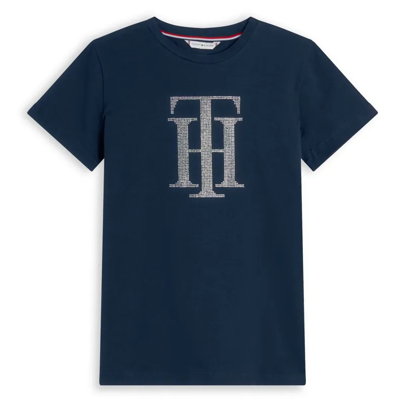 Tommy Hilfiger TH Rhinestone Womens T-Shirt - Desert Sky-3