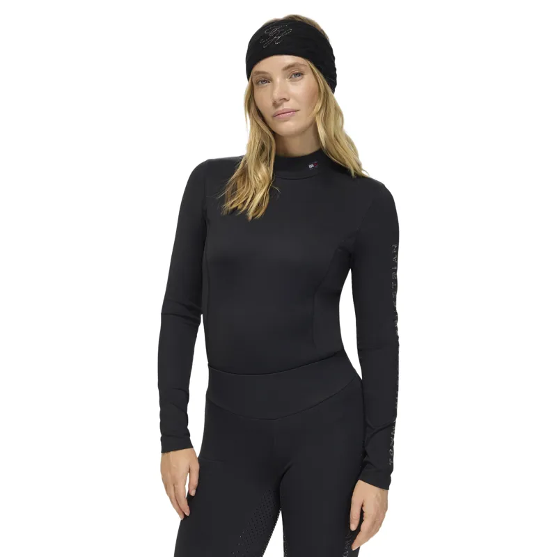 Tommy Hilfiger Amelie Women's Rhinestone High Neck Base Layer - Black