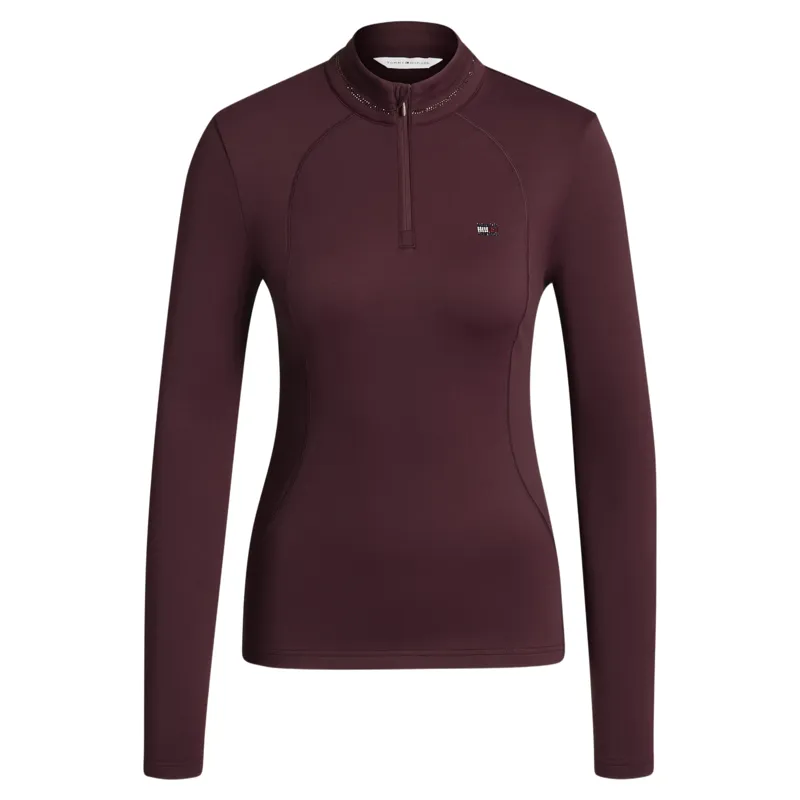 Tommy Hilfiger Cady Womens Rhinestone Training Top - Deep Burgundy-2