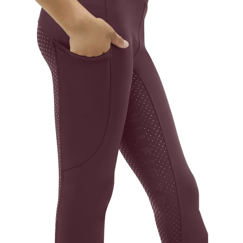 Tommy Hilfiger Devon Junior Full Grip Riding Tights - Deep Burgundy Pre-Order-5