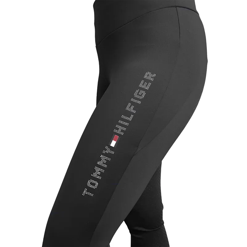 Tommy Hilfiger Elmira Rhinestone Women's Full Grip Riding Tights - Black-2
