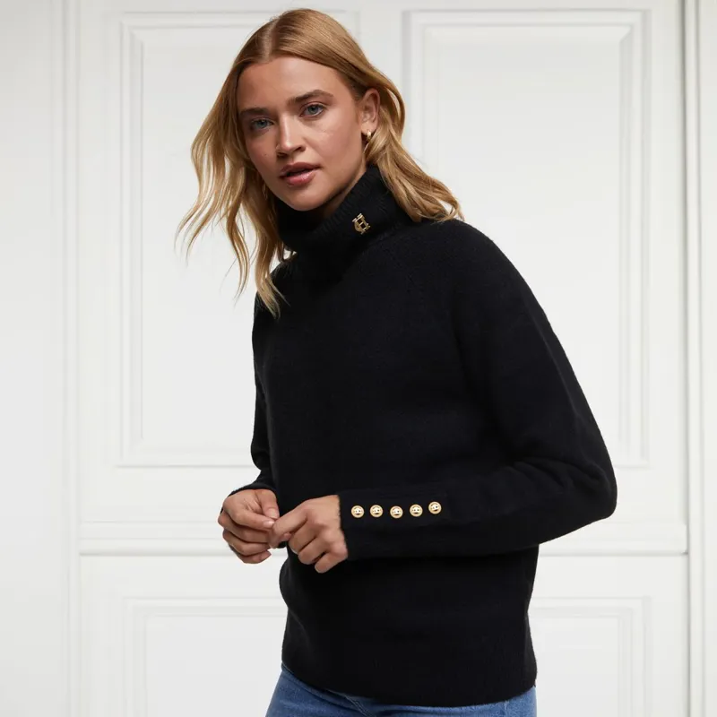 Holland Cooper Tori Turtleneck Knit Ladies Sweater - Black-2