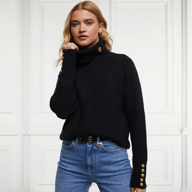 Holland Cooper Tori Turtleneck Knit Ladies Sweater - Black