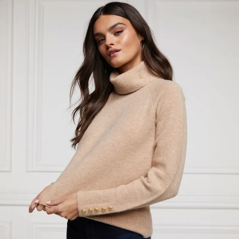 Holland Cooper Tori Turtleneck Knit Women's Sweater - Light Camel-2