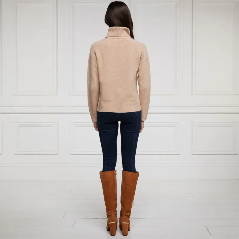 Holland Cooper Tori Turtleneck Knit Women's Sweater - Light Camel-3