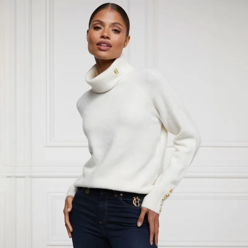 Holland Cooper Tori Roll Neck Knit Ladies Sweater - Natural-1