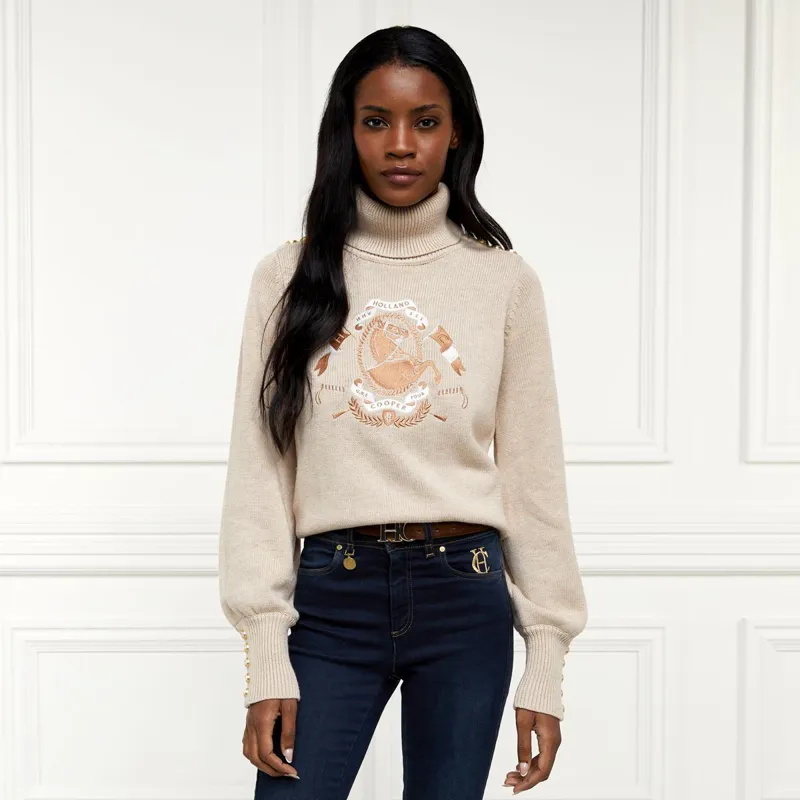 Holland Cooper Tour Roll Neck Knit Ladies Sweater - Camel