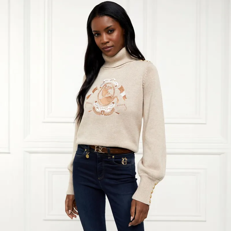 Holland Cooper Tour Roll Neck Knit Ladies Sweater - Camel-5