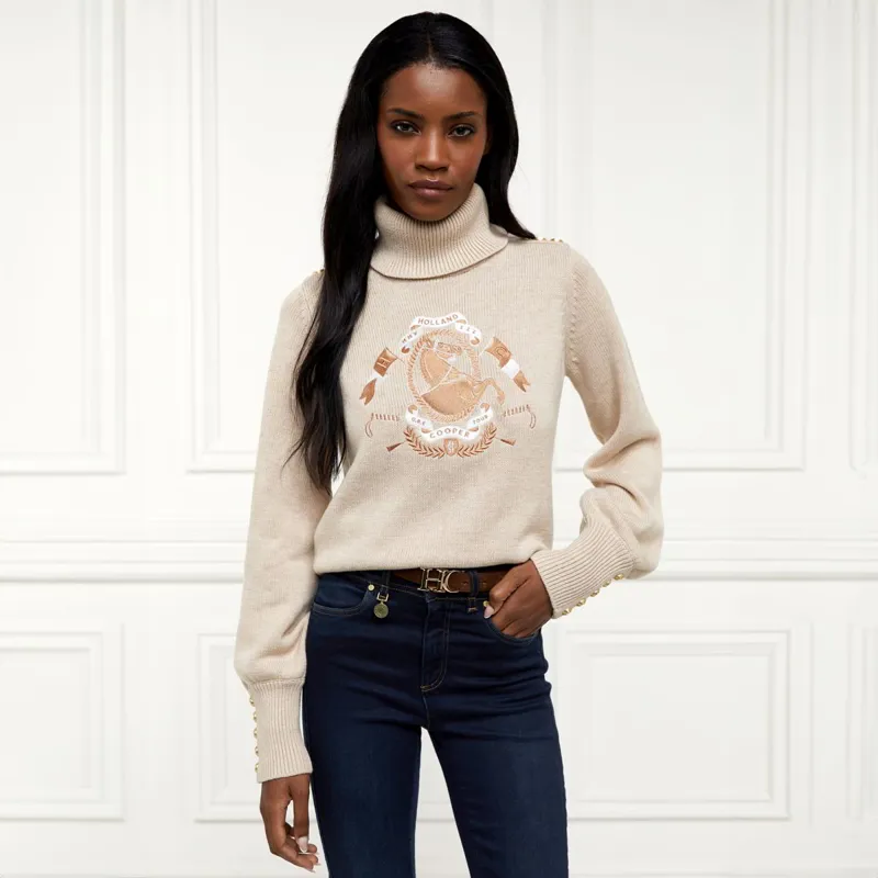Holland Cooper Tour Roll Neck Knit Ladies Sweater - Camel-4