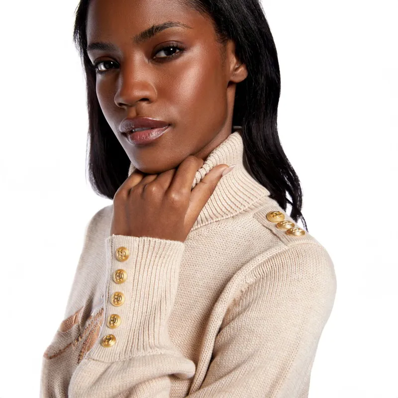 Holland Cooper Tour Roll Neck Knit Ladies Sweater - Camel-3