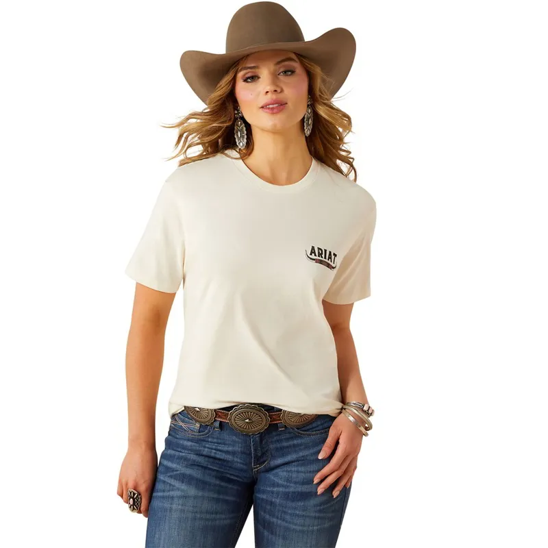 Ariat Bull Horns Women's Tee - Natural-2